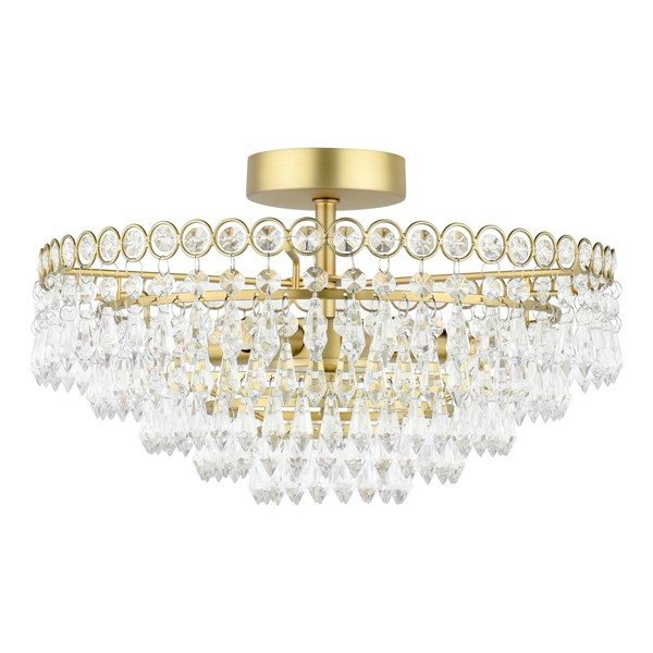 (image for) Laura Ashley Enid 5 Light Semi-Flush Faceted Glass and Matt Antique Brass